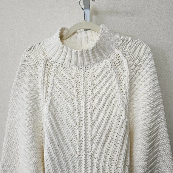FREE PEOPLE NWT Women's Oversized Sweetheart Ivory Knit Mock Sweater Sz M - Picture 5 of 15